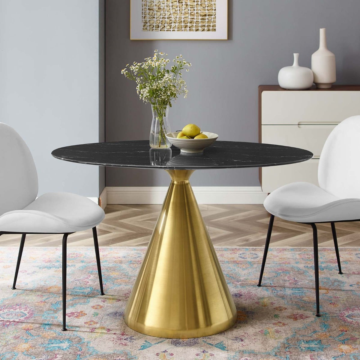 Modway Tupelo 48" Oval Artificial Marble Dining Table