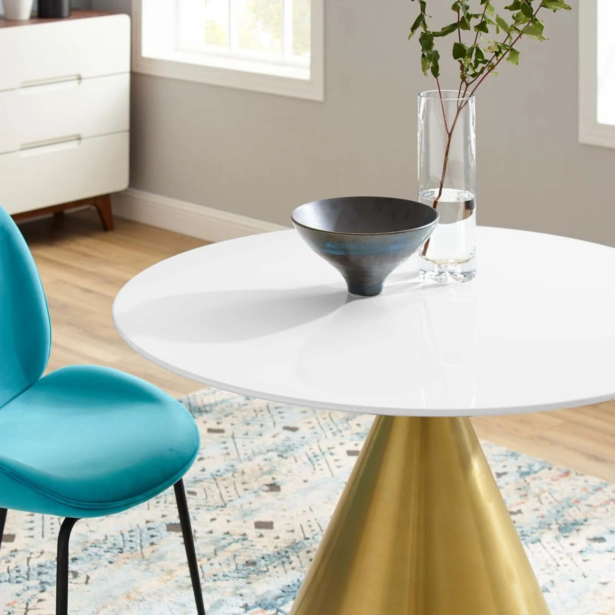 Modway Tupelo 40" Dining Table Gold White