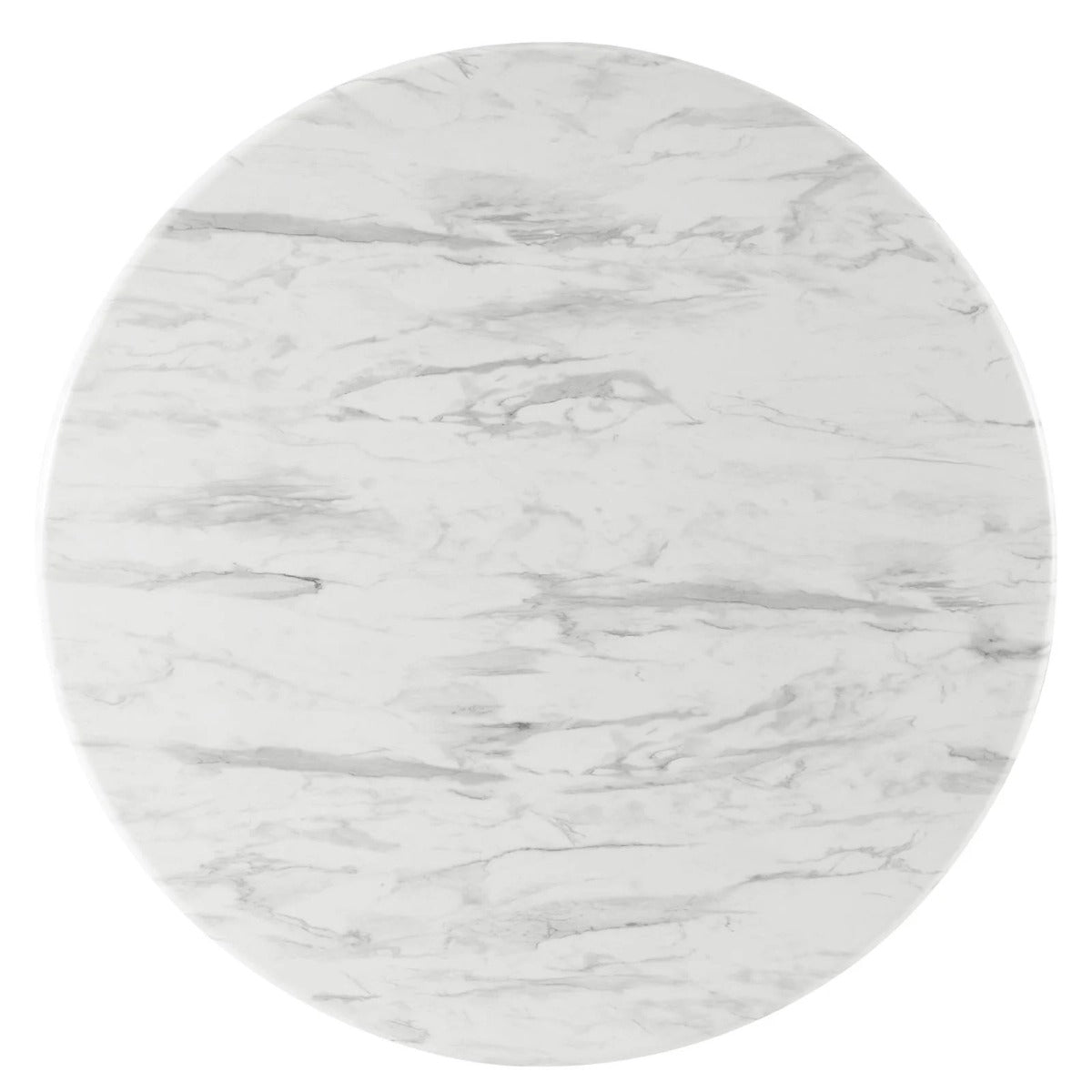 Modway Traverse 50" Round Performance Artificial Marble Dining Table Black White