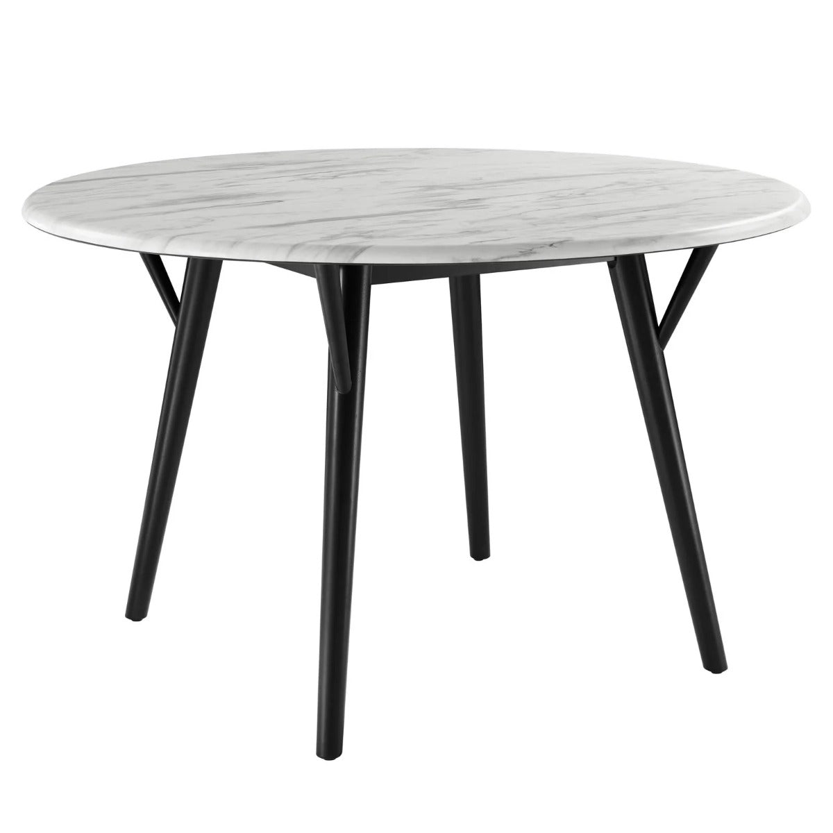 Modway Gallant 50" Round Performance Artificial Marble Dining Table Black White
