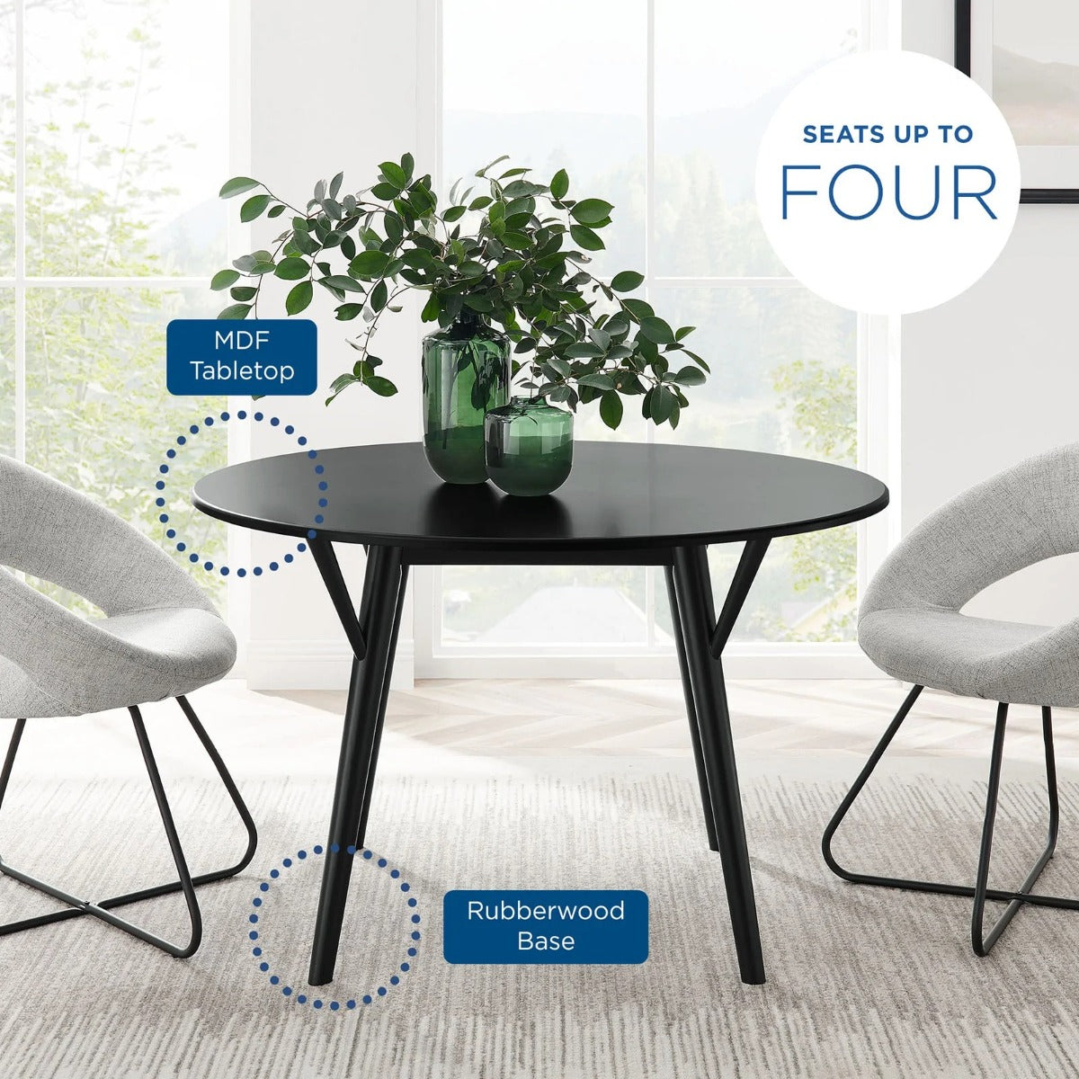 Modway Gallant 47" Dining Table Black