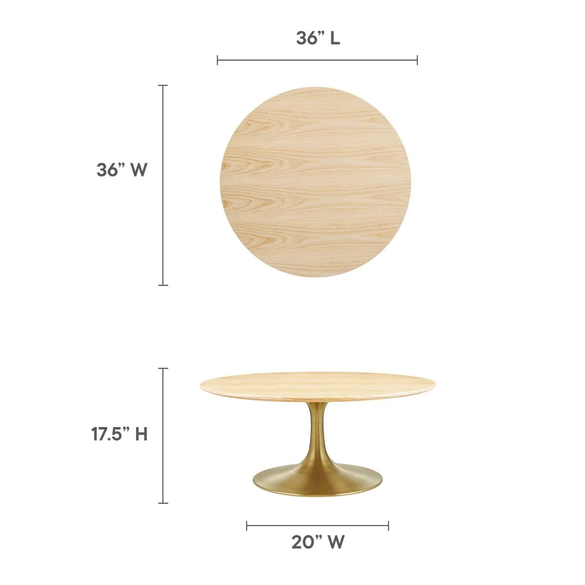 Modway Lippa 36" Round Wood Grain Coffee Table