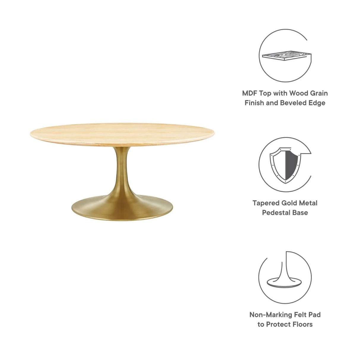 Modway Lippa 36" Round Wood Grain Coffee Table