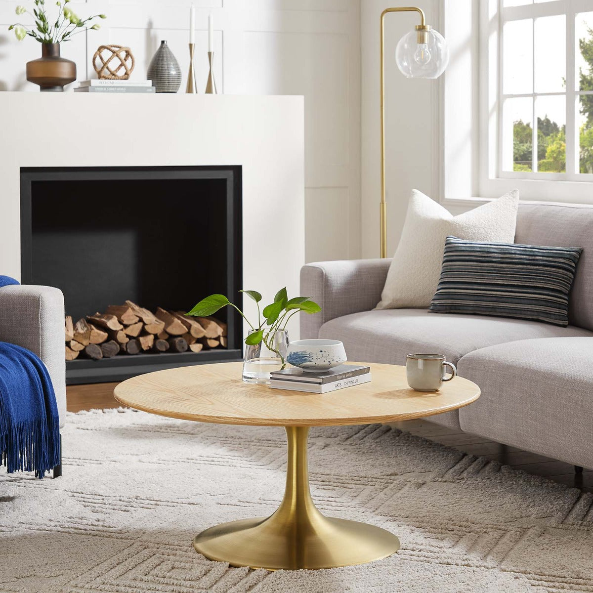 Modway Lippa 36" Round Wood Grain Coffee Table