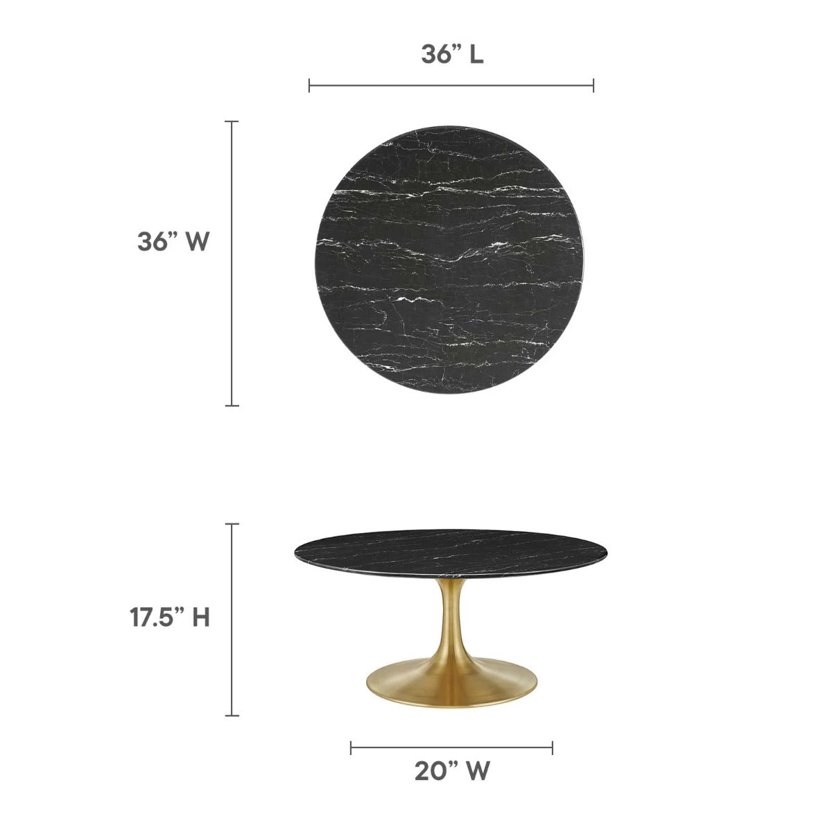Modway Lippa 36" Round Artificial Marble Coffee Table