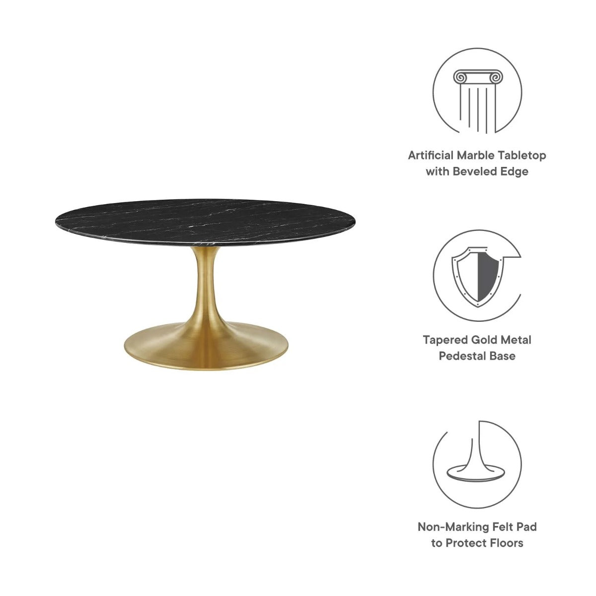 Modway Lippa 36" Round Artificial Marble Coffee Table