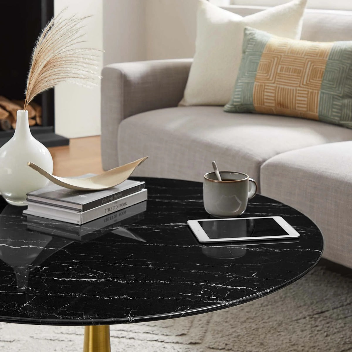 Modway Lippa 36" Round Artificial Marble Coffee Table