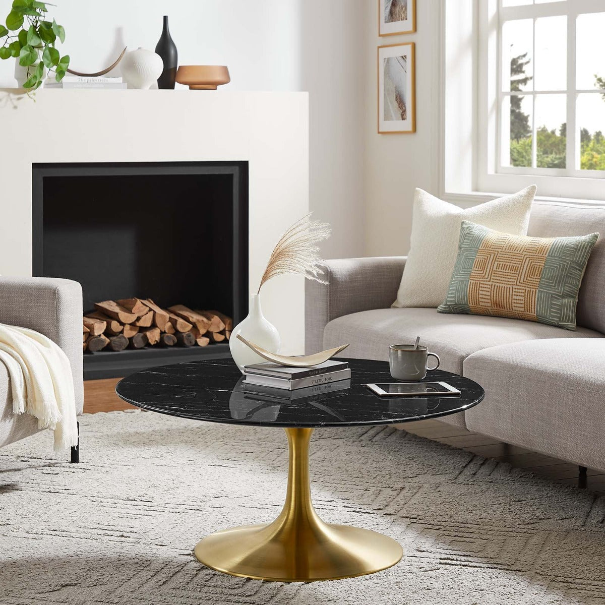 Modway Lippa 36" Round Artificial Marble Coffee Table