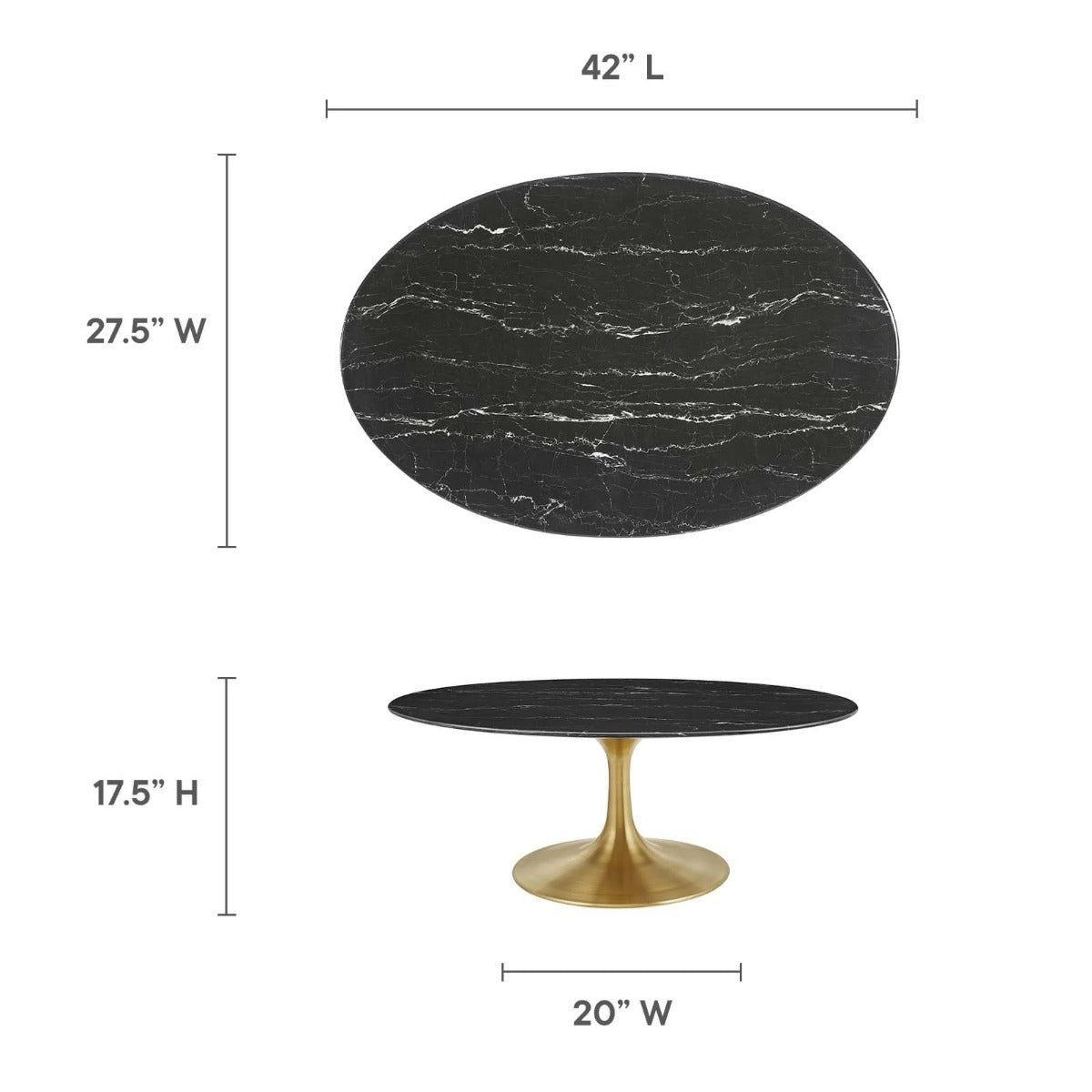 Modway Lippa 42" Oval Artificial Marble Coffee Table