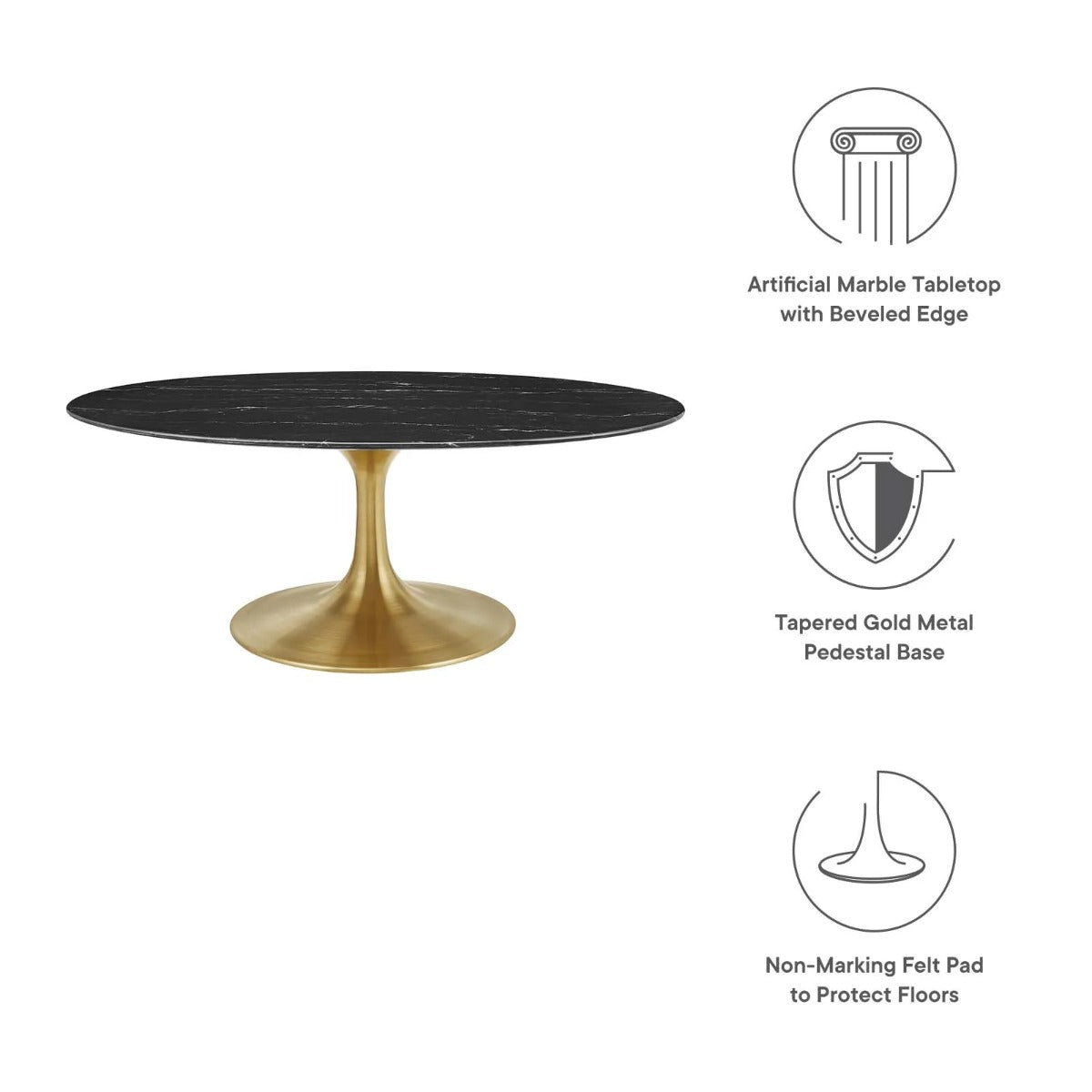 Modway Lippa 42" Oval Artificial Marble Coffee Table