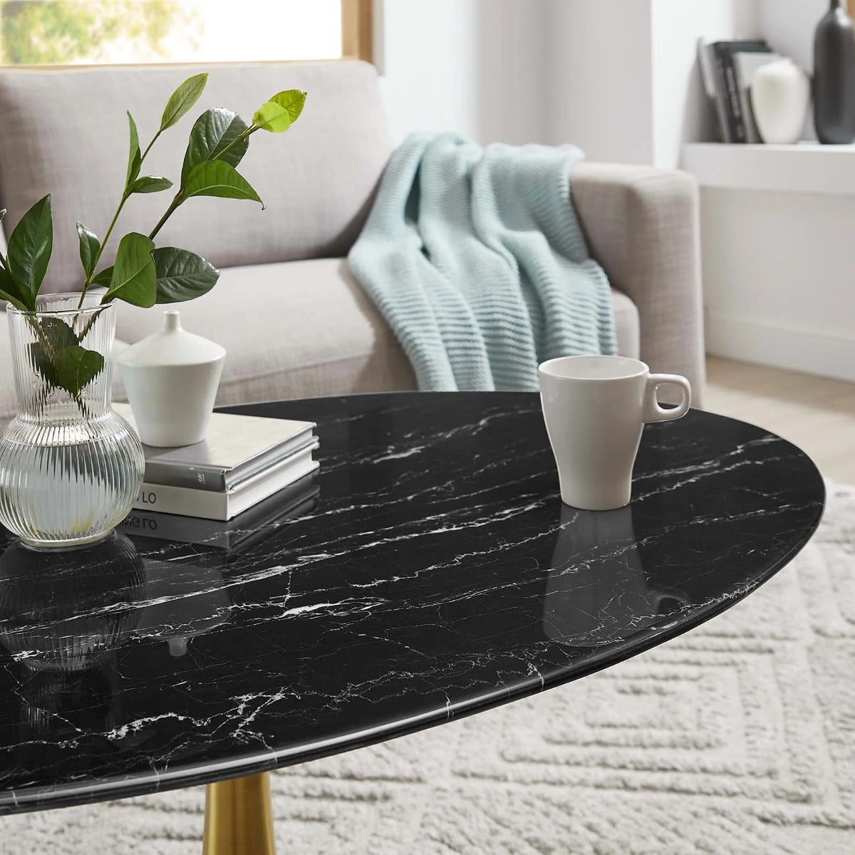 Modway Lippa 42" Oval Artificial Marble Coffee Table