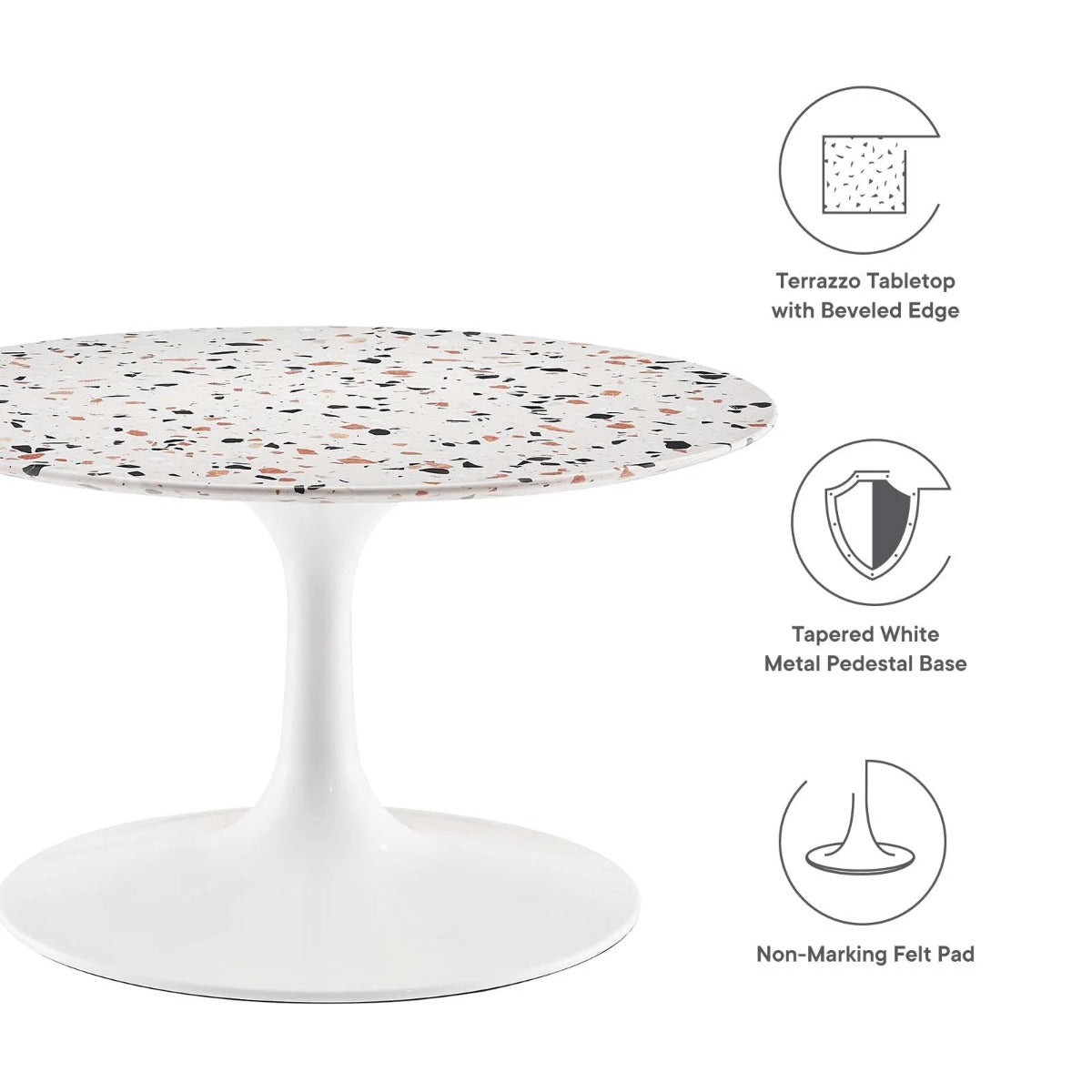 Modway Lippa 28" Round Terrazzo Coffee Table