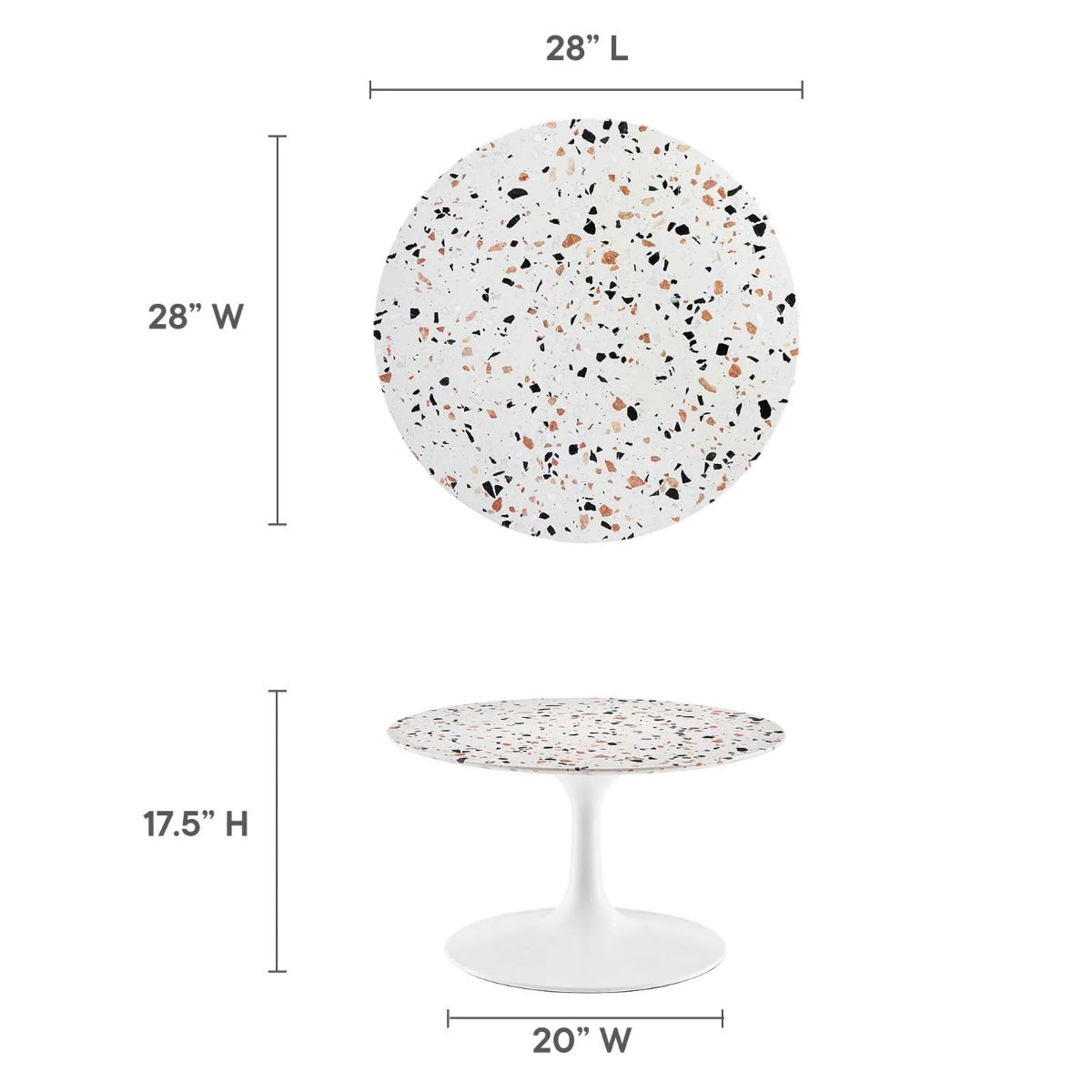 Modway Lippa 28" Round Terrazzo Coffee Table