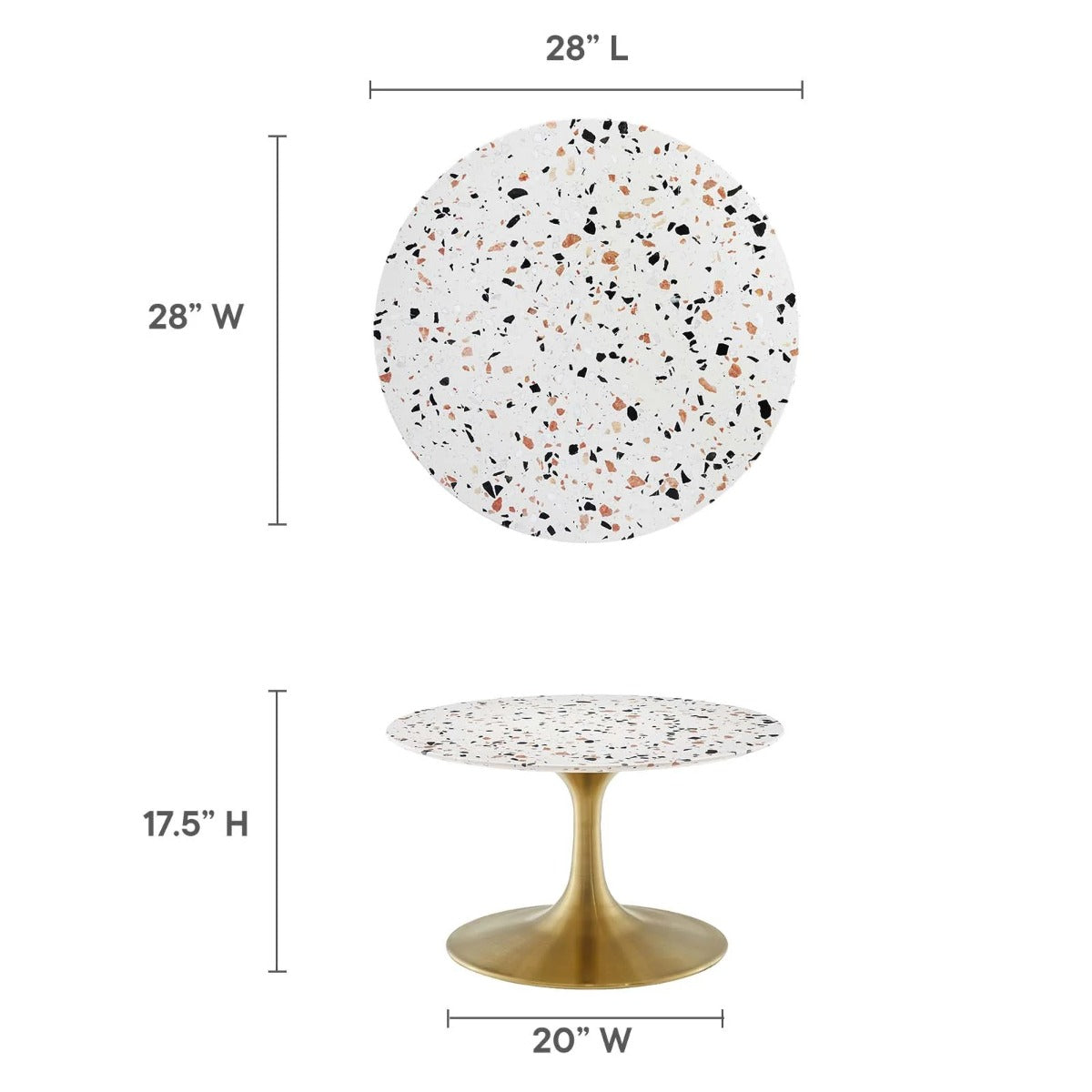 Modway Lippa 28" Round Terrazzo Coffee Table