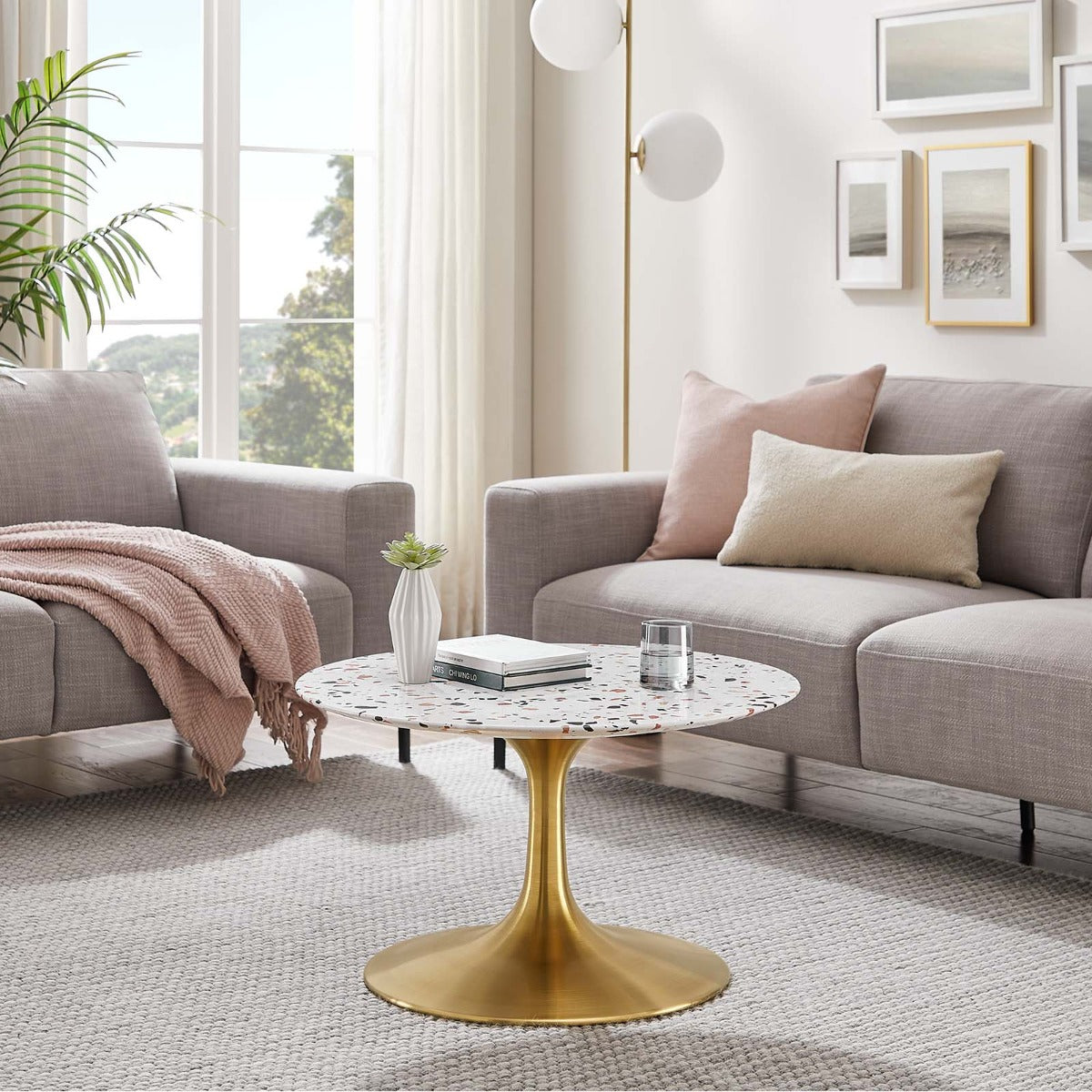 Modway Lippa 28" Round Terrazzo Coffee Table