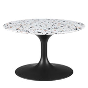 Modway Lippa 28" Round Terrazzo Coffee Table Black White