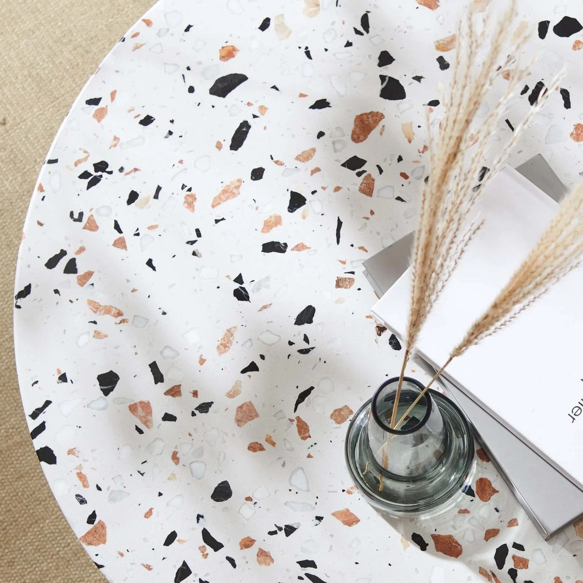 Modway Lippa 28" Round Terrazzo Coffee Table Black White