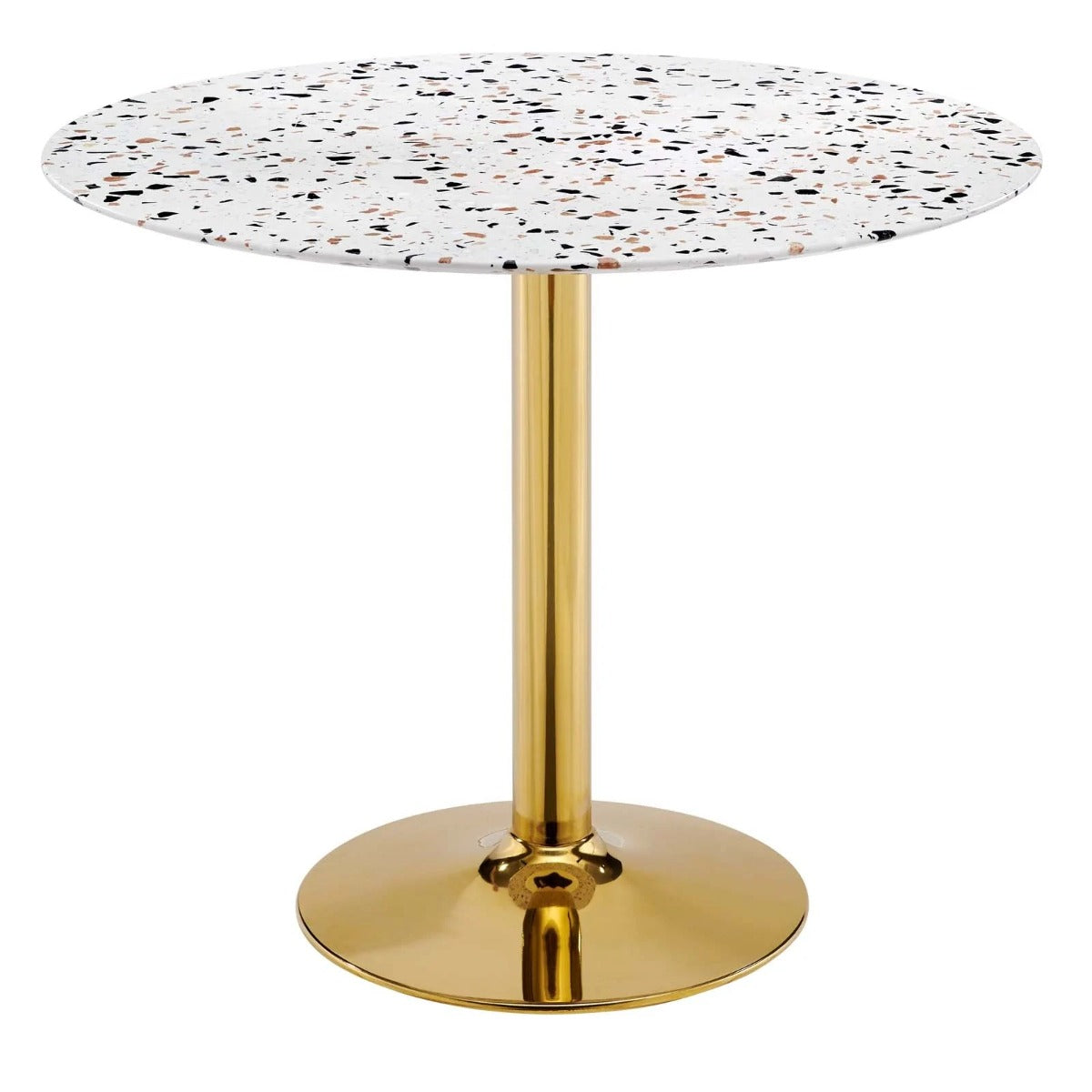 Modway Verne 36" Round Terrazzo Dining Table Gold White