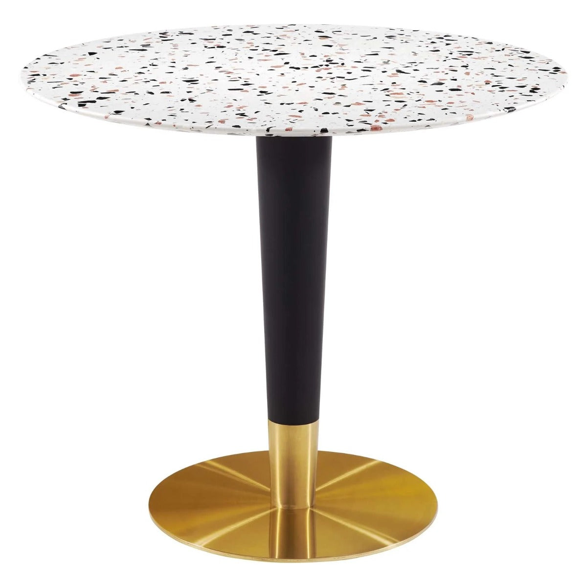 Modway Zinque 36" Round Terrazzo Dining Table Gold White