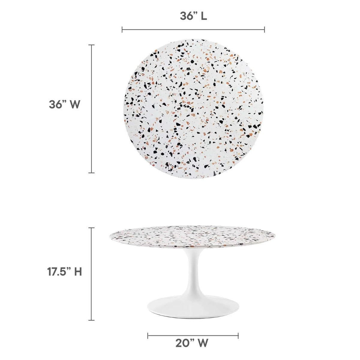 Modway Lippa 36" Round Terrazzo Coffee Table