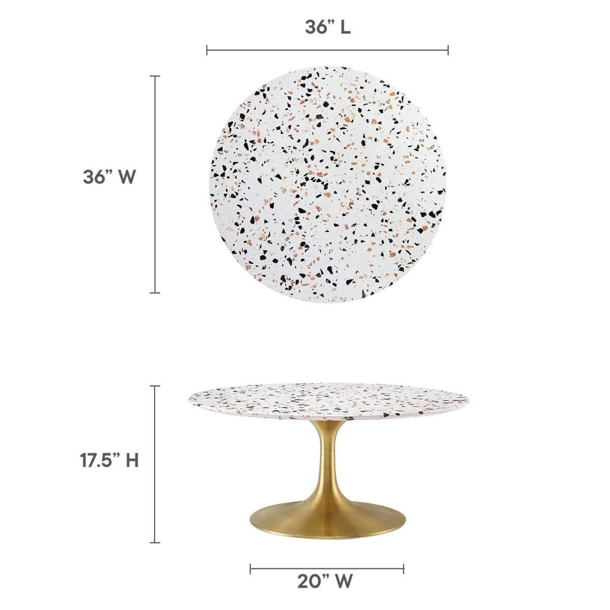 Modway Lippa 36" Round Terrazzo Coffee Table