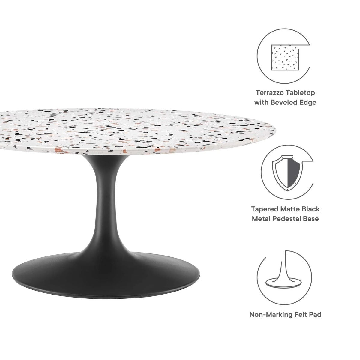 Modway Lippa 36" Round Terrazzo Coffee Table