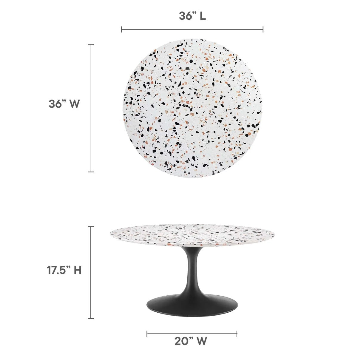 Modway Lippa 36" Round Terrazzo Coffee Table