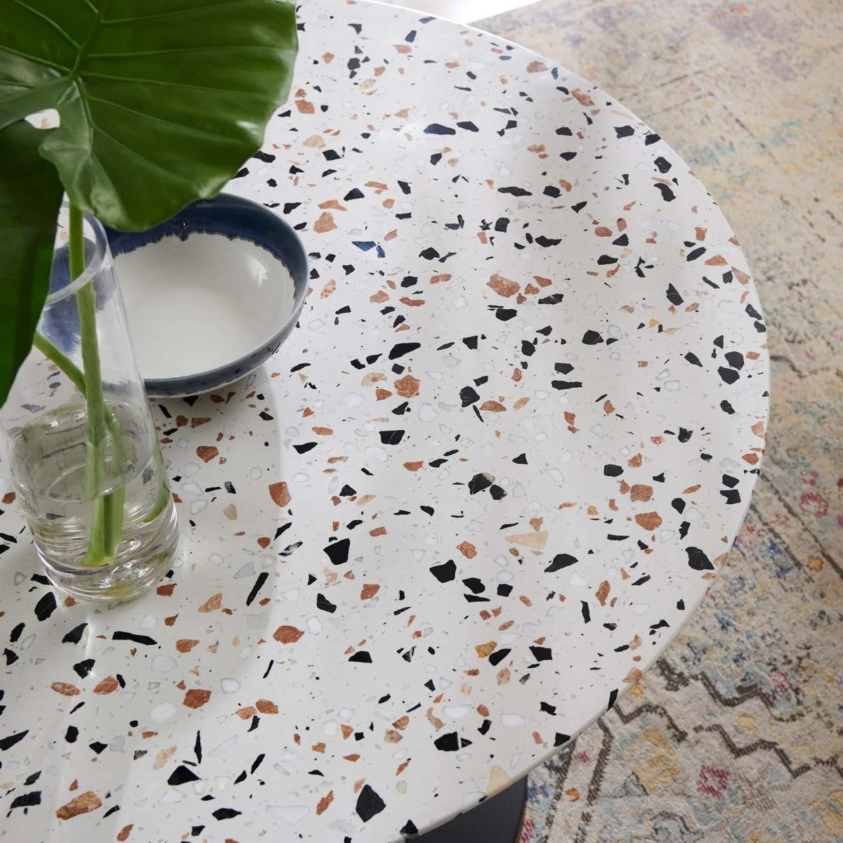 Modway Lippa 40" Round Terrazzo Dining Table Black White