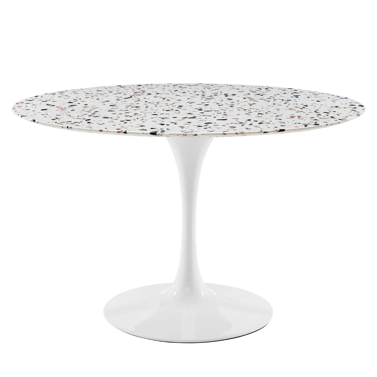 Modway Lippa 47" Round Terrazzo Dining Table White White