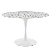 Modway Lippa 47" Round Terrazzo Dining Table White White