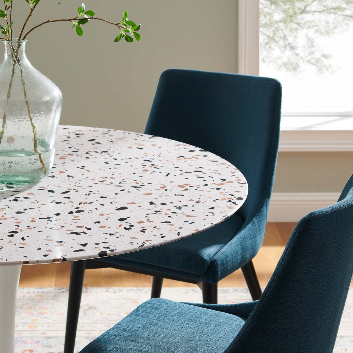 Modway Lippa 47" Round Terrazzo Dining Table White White
