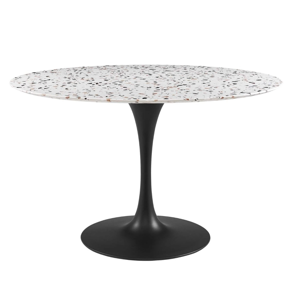 Modway Lippa 47" Round Terrazzo Dining Table Black White