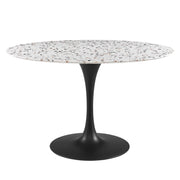 Modway Lippa 47" Round Terrazzo Dining Table Black White