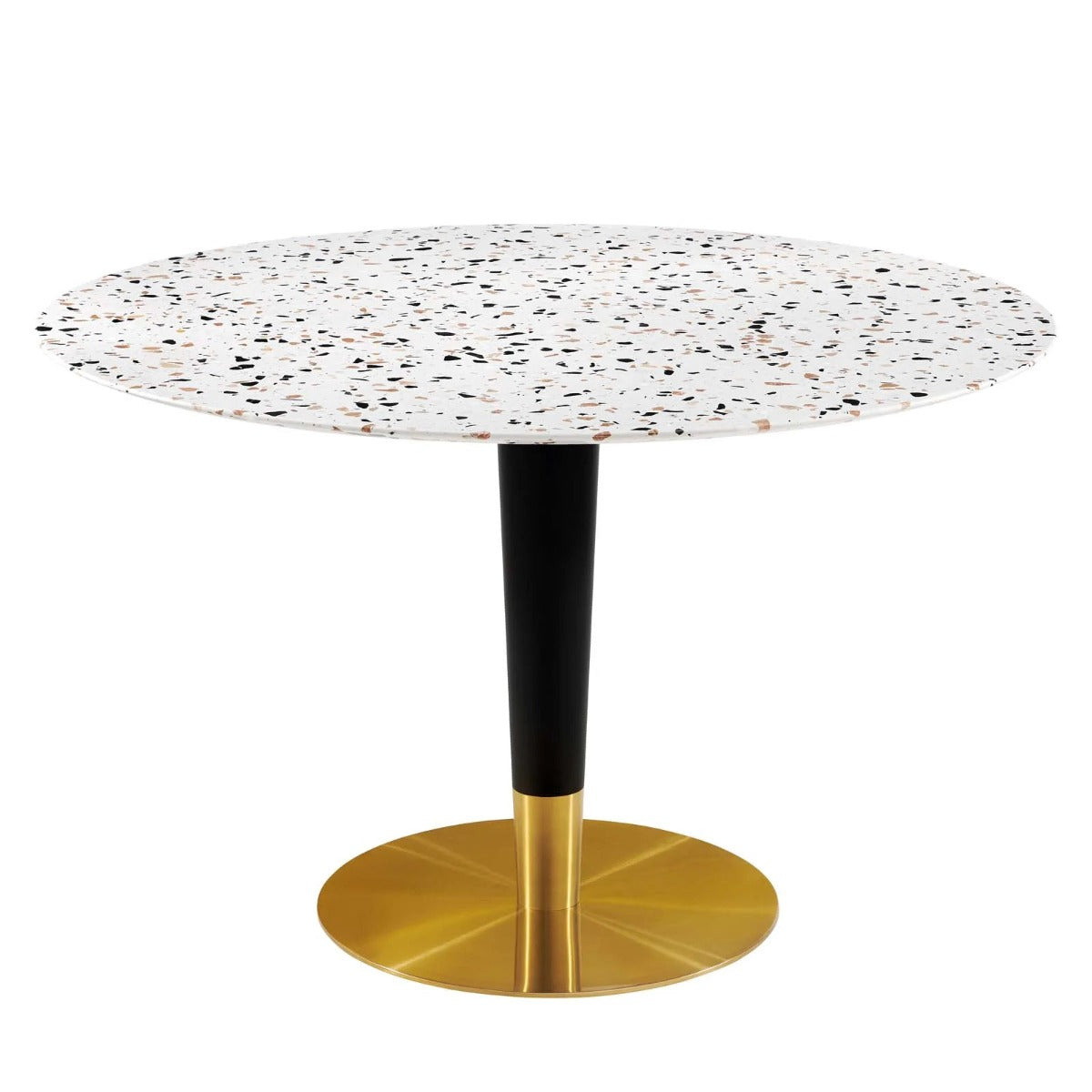 Modway Zinque 47" Round Terrazzo Dining Table Gold White