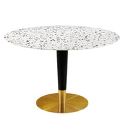 Modway Zinque 47" Round Terrazzo Dining Table Gold White