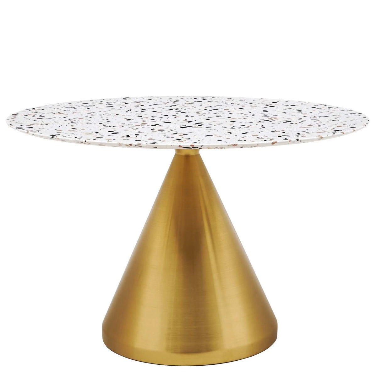 Modway Tupelo 47" Round Terrazzo Dining Table Gold White
