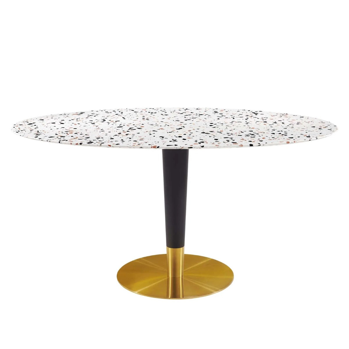 Modway Zinque 60" Oval Terrazzo Dining Table Gold White