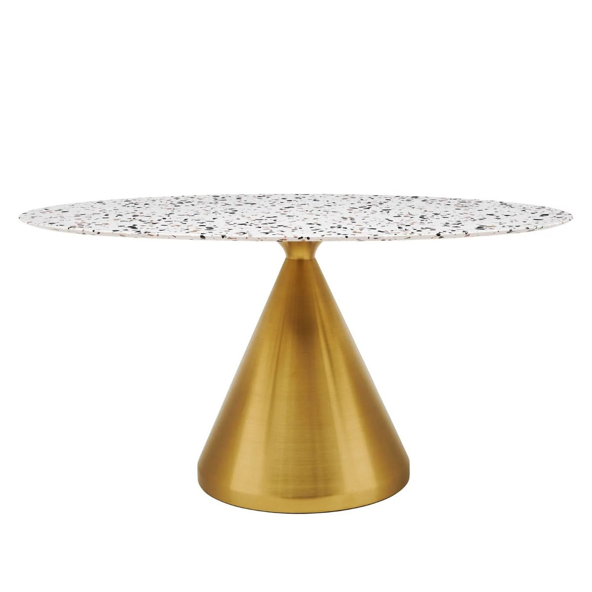 Modway Tupelo 60" Oval Terrazzo Dining Table Gold White