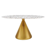 Modway Tupelo 60" Oval Terrazzo Dining Table Gold White
