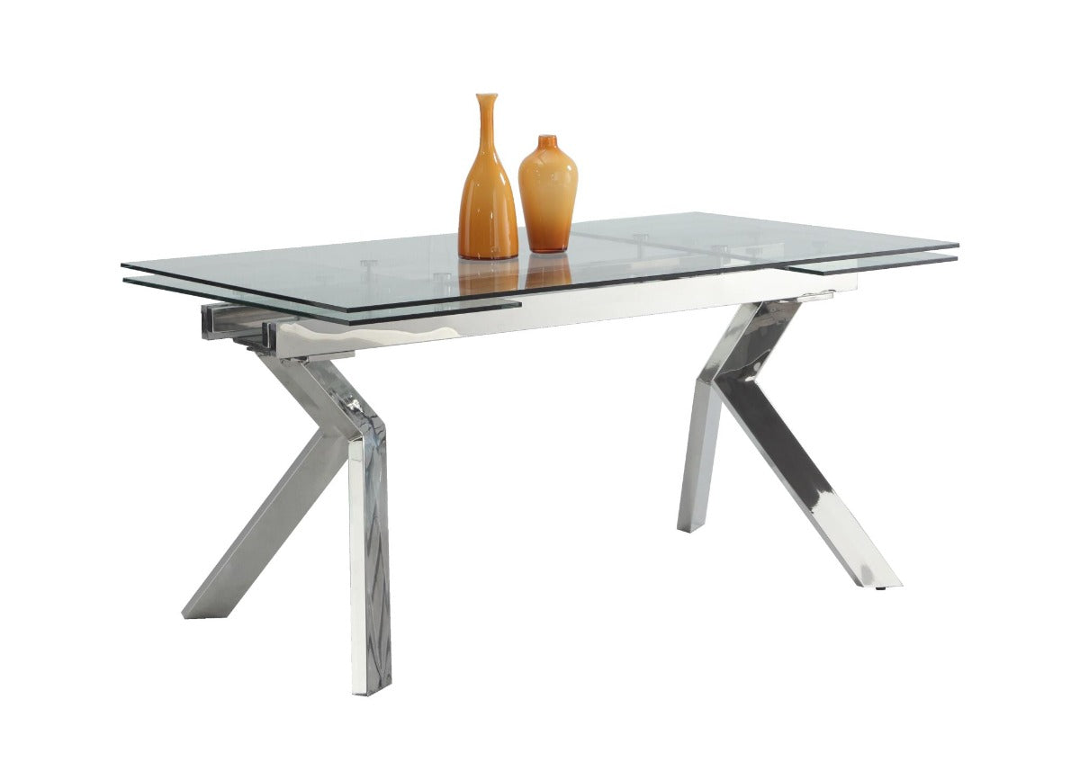 Chintaly ELLA-PIPER Contemporary Dining Set with Extendable Table & 4 Cantilever Chairs