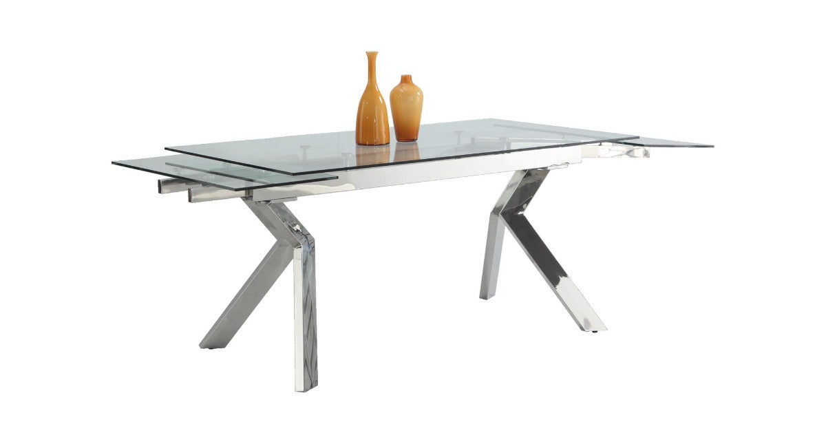 Chintaly Ella Dining Room Set with Extendable Table & 4 Nadine Cantilever Mesh Chairs