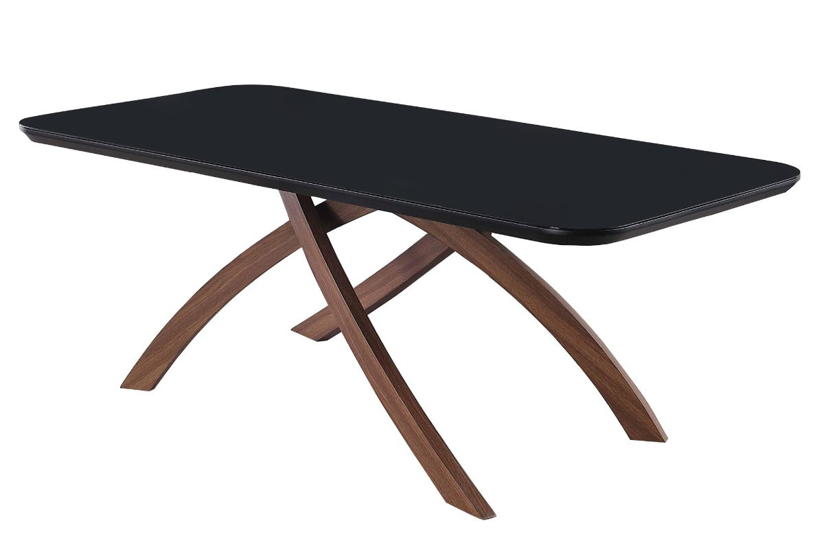 Chintaly Emily Dining Room Set with Black Glass Table & 4 Emma Solid Wood Chairs