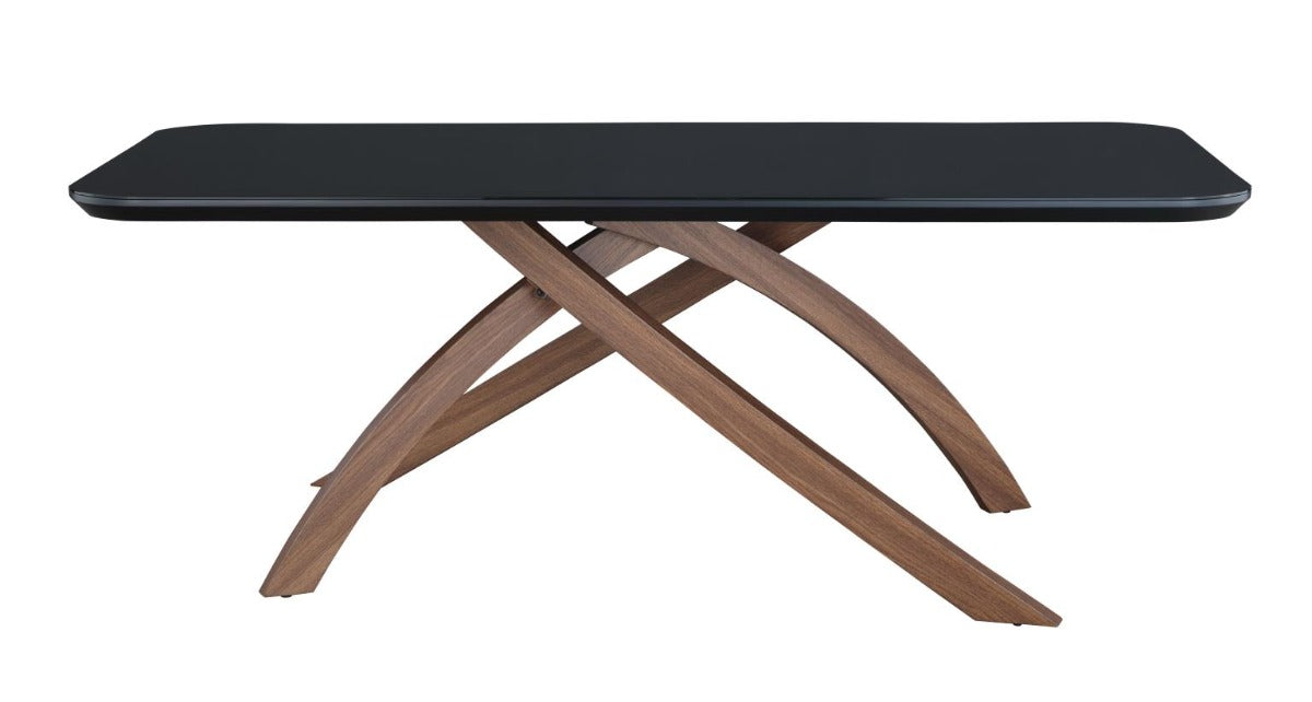 Chintaly Emily Dining Room Set with Black Glass Table & 4 Emma Solid Wood Chairs