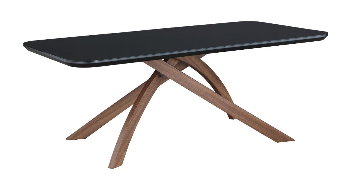 Chintaly Emily Dining Room Set with Black Glass Table & 4 Emma Solid Wood Chairs