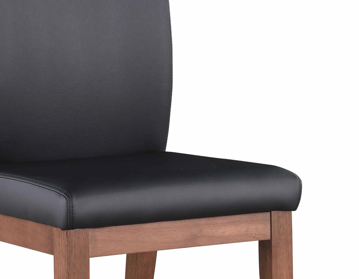 Chintaly Emily Dining Room Set with Black Glass Table & 4 Emma Solid Wood Chairs