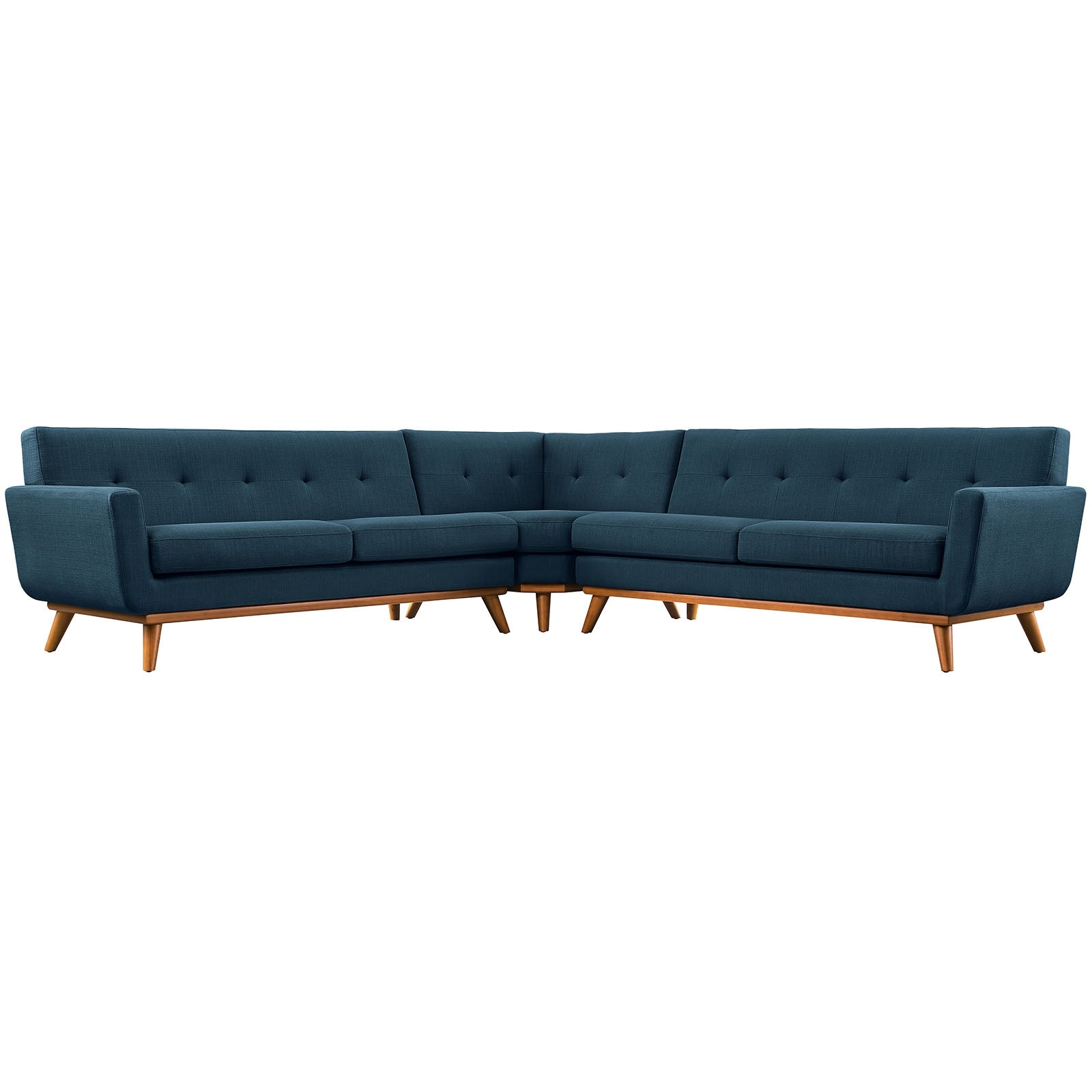 Modway Engage L-Shaped Sectional Sofa in Azure