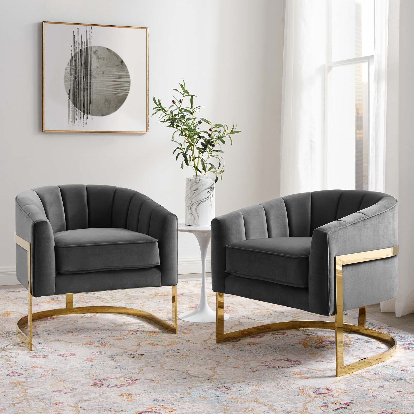 Modway Esteem Accent Armchair Performance Velvet Set of 2