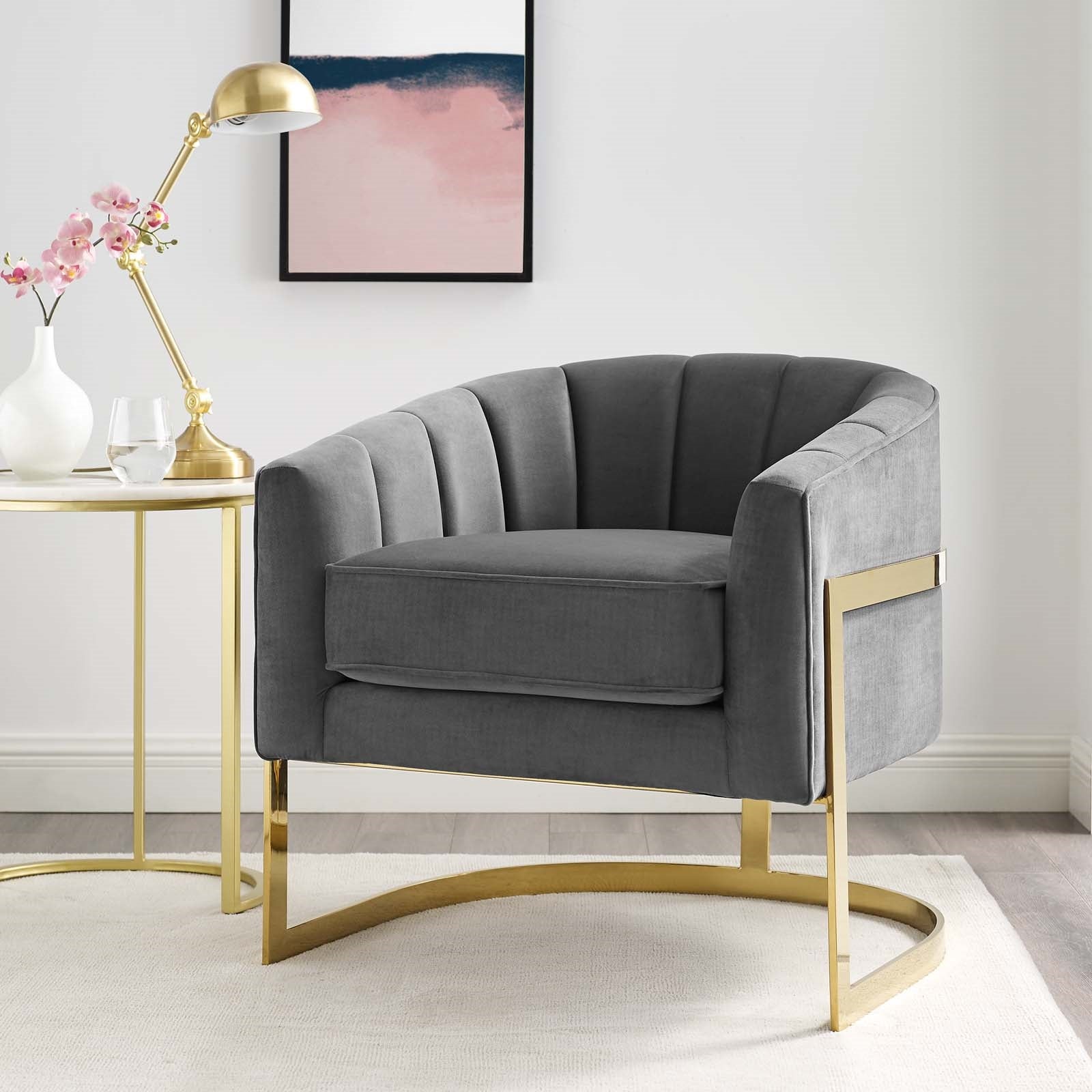 Modway Esteem Vertical Channel Tufted Performance Velvet Accent Armchair