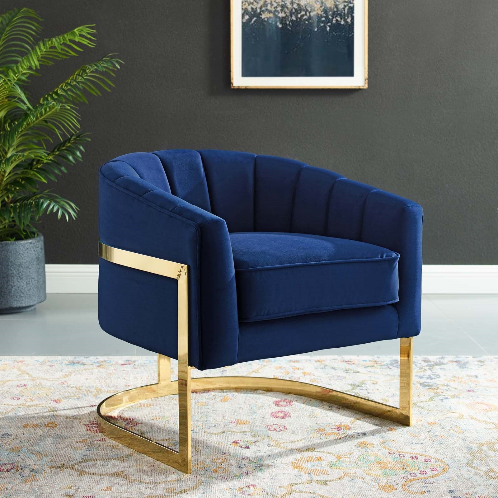 Modway Esteem Vertical Channel Tufted Performance Velvet Accent Armchair