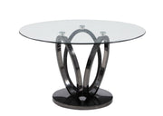 Chintaly Evelyn Glass Top Dining Table with 3-Ring Steel Base
